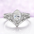 Celtic Knot Lab Grown Diamond Engagement Ring Set in 14K White Gold by Aquamarise Gold, featuring a pear-shaped diamond with intricate Celtic knotwork and delicate diamond accents.