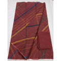 Cotton Kota Doria Brown Saree with blouse Handcrafted-Indiehaat