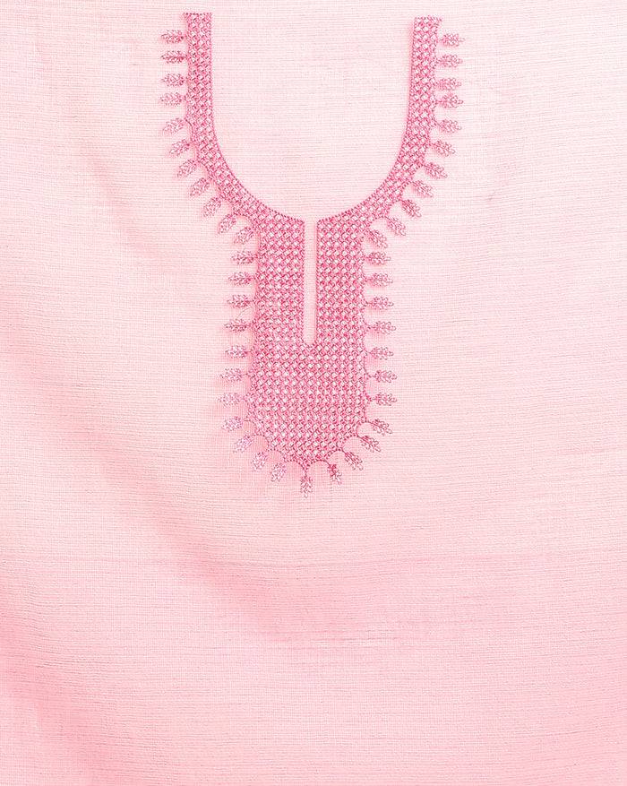 Chikankari Alluring Kota Doria Peach Suit (Top+Bottom+Dupatta)