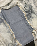 Pure Chanderi Silk Kurti Gray Color with heavy Chikankari work Dupatta - IndieHaat