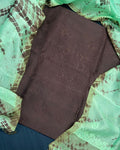Pure Chanderi Silk Kurti Charcoal Brown Color with heavy Chikankari work Dupatta - IndieHaat