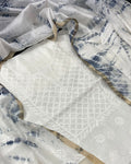 Pure Chanderi Silk Kurti White Color with heavy Chikankari work Dupatta - IndieHaat