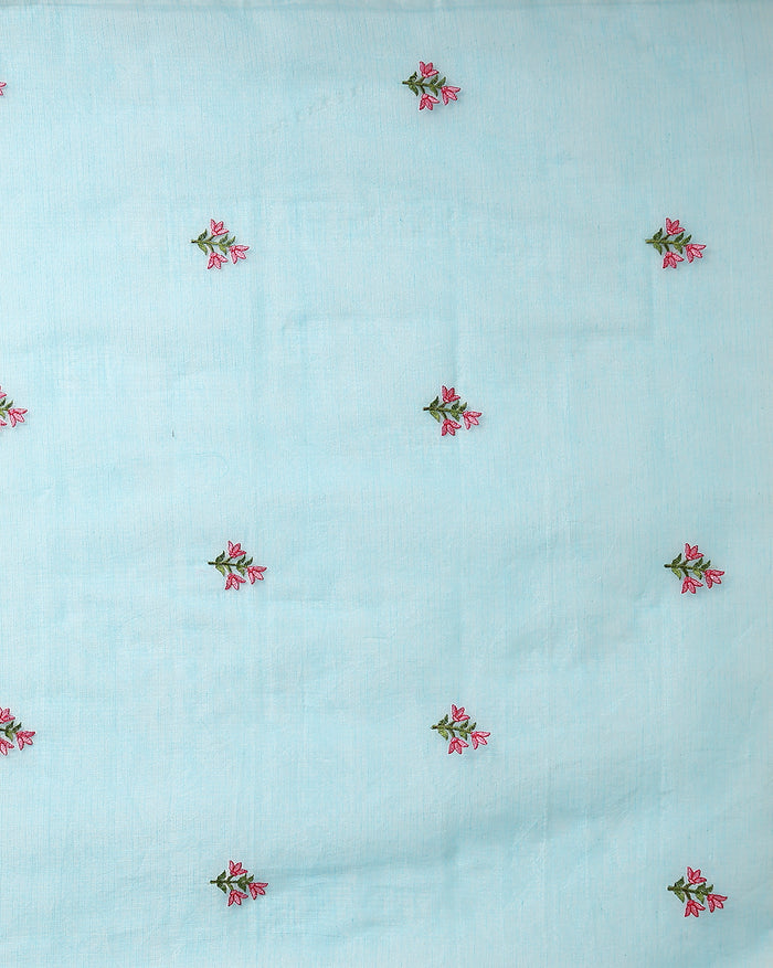 Chikankari Resplendent Kota Doria Blue Suit (Top+Dupatta)