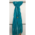 Hand Dyed Slub Linen Blue Dupatta-Indiehaat