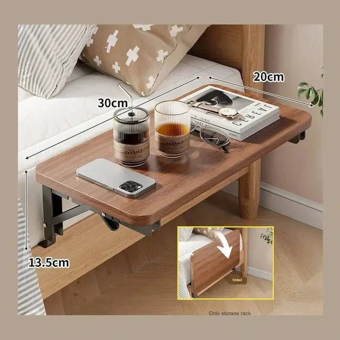 Clip-On Bedside Shelf Organizer holding drinks and a book.