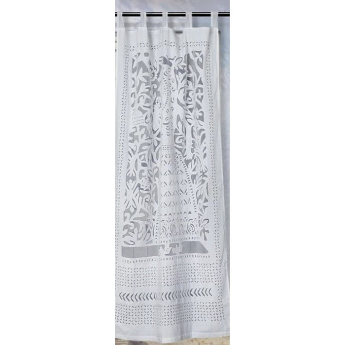 Applique Work Wall Hanging White Curtain
Size - 44"X84" (3.5 X 7 Ft)-Indiehaat