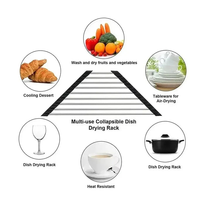 Corner sink dish drying rack for drying dishes and produce