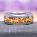 Fantasy Cut Citrine Couples Ring Set by Aquamarise, featuring a polished silver band inlaid with crushed natural citrine stones, part of Matching Couples' Rings, Citrine Jewelry, and Fantasy-Inspired Rings collections.