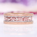 Skye Kite® Morganite Couples Ring Set featuring a hammered rose gold band with crushed morganite center and silver accents, a unique matching couples ring by Aquamarise.