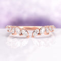 Curved Marquise Wedding Band in Solid 14K Rose Gold by Aquamarise Gold, featuring alternating marquise and round sparkling stones set in a delicate architectural band, part of Women’s Wedding Bands and Rose Gold Rings collections.