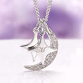 Custom Initial Necklace with Moon and Stars in Sterling Silver by Aquamarise, featuring a personalized initial charm, crescent moon, and star pendants on a durable silver chain.