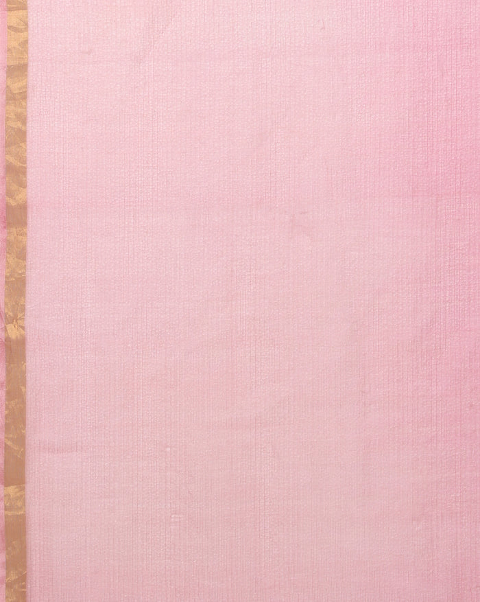 Deep Blush Pink Pure Silk Kota Doria Handdyed Saree