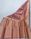 Pure Silk Linen Saree Dusty Red – Weaving Design | IndieHaat
