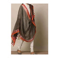 Hand Dyed Pure Linen Grey Dupatta-Indiehaat