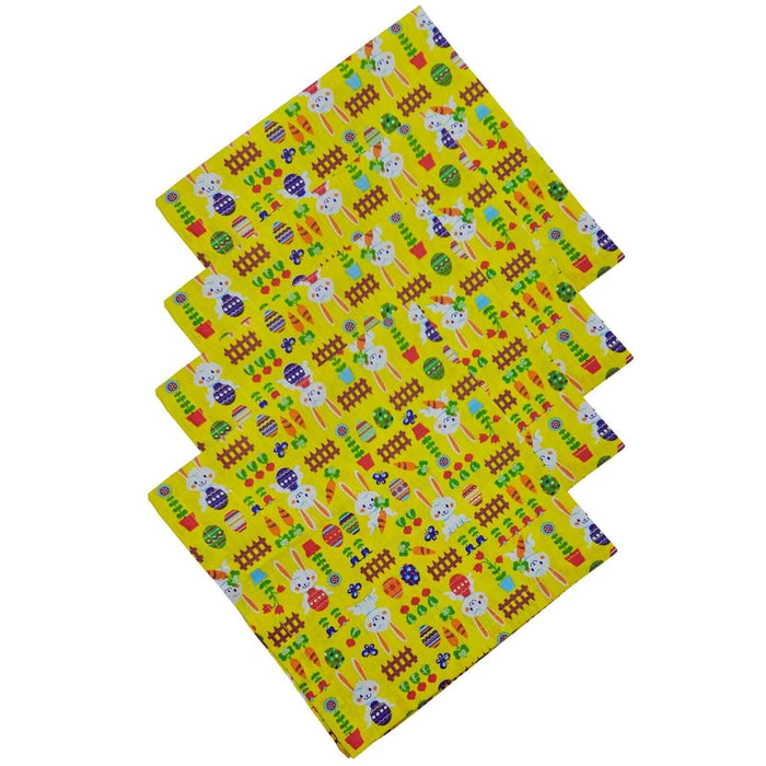 Charlo's Easter Yellow Cotton Cloth Napkins Easter Bunny Delight Joyful 15 x15-0