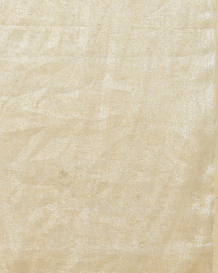 Effulgent Pure Tissue Linen Handdyed Saree Off White