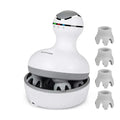 Electric scalp massager with 4 massage heads, waterproof and rechargeable for an invigorating scalp massage experience.