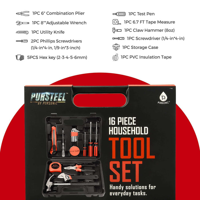 Pursonic Rechargeable Electric Scrubber & Handy Solutions 9-Piece Tool Kit Home Cleaning & Repair Bundle-2