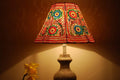 Indiehaat | Elegant Flower Kalamkari Handpaited Leather Lamp Shade (11X9 Inch)