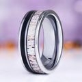 Elk Antler & Black Obsidian Men's Wedding Band by Aquamarise