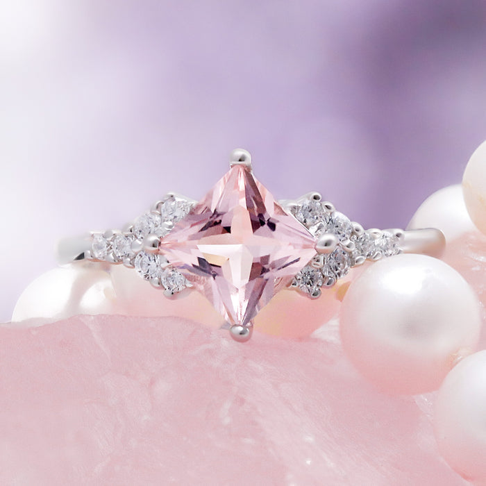 Ellie Princess Cut Morganite Engagement Ring by Aquamarise