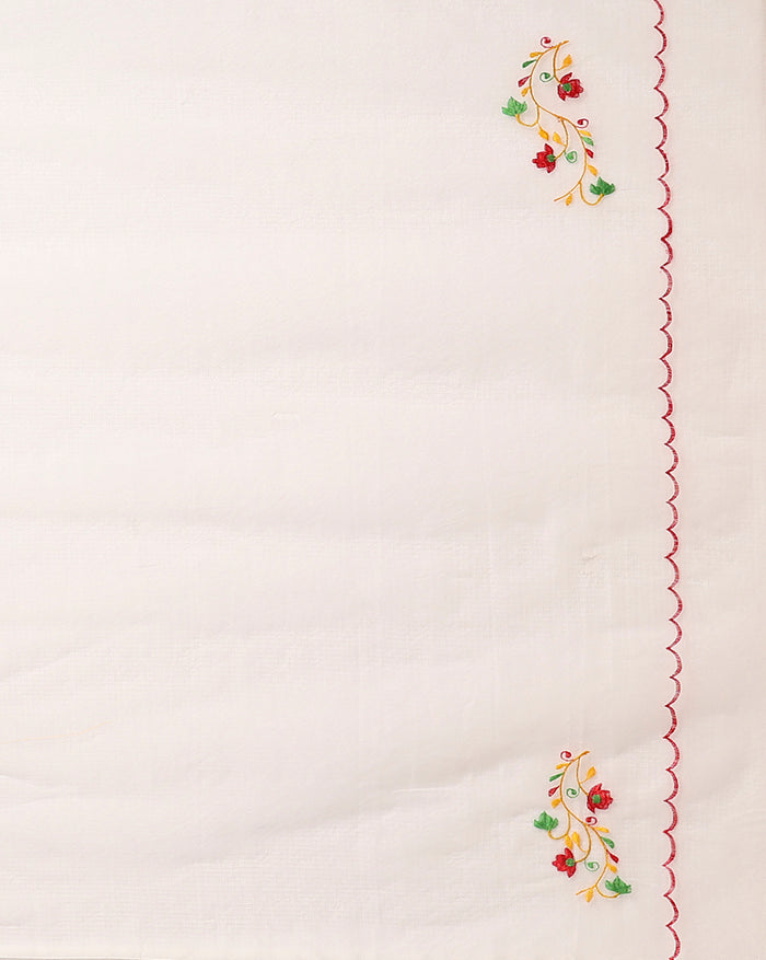 Embroidered Bold Kota Doria White Suit (Top+Bottom+Dupatta)