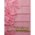 Kota Doria Pink Suit Material 2 Piece Embroidered (Only Top and Dupatta)-Indiehaat