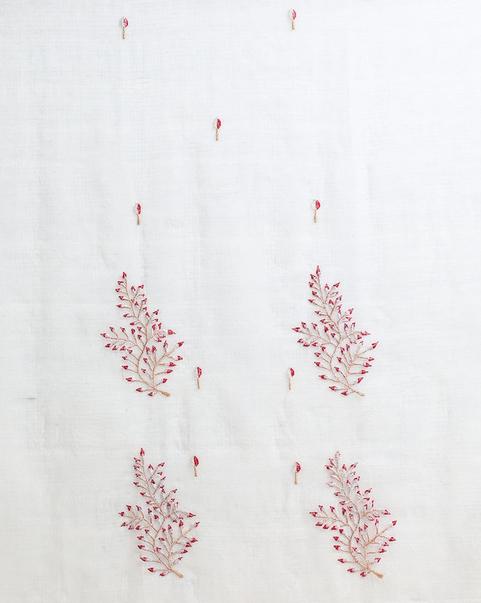 Embroidered Graceful Kota Doria Gray Suit (Top+Dupatta)