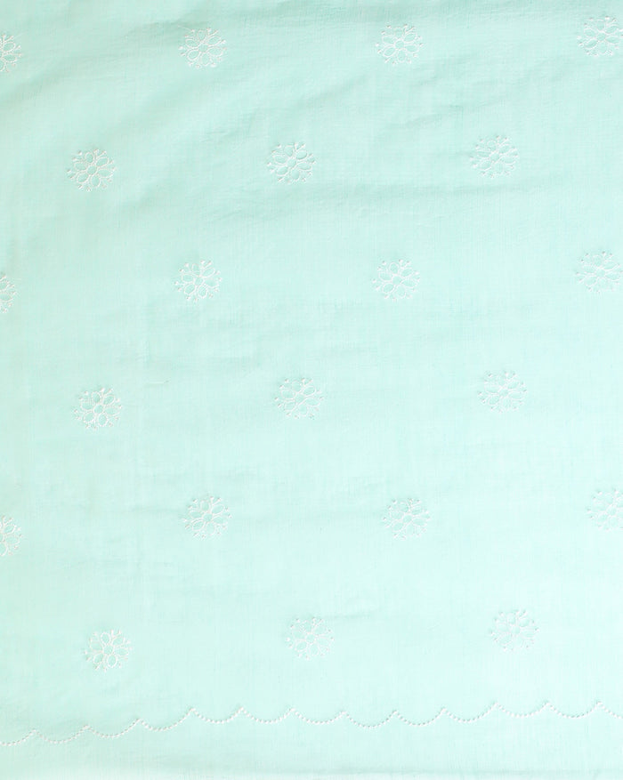 Embroidered Misty Kota Doria Suit Green (Top+Bottom+Dupatta)