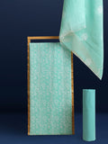 Embroidered Poised Kota Doria Suit Blue (Top+Dupatta+Bottom)
