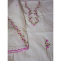 Kota Doria White Suit Material 2 Piece Embroidered (Only Top and Dupatta) | Indiehaat