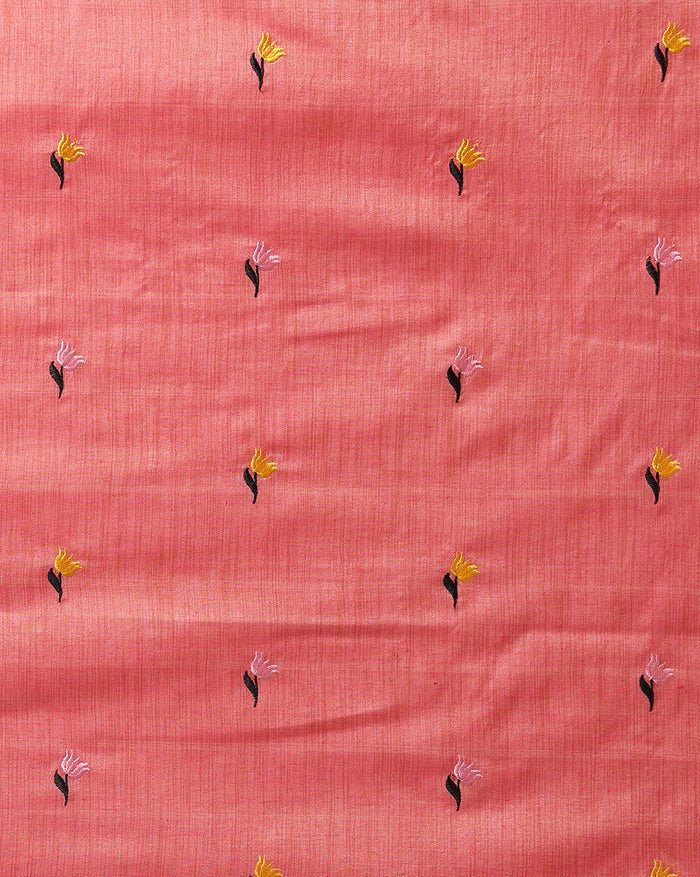 Embroidered Serene Khadi Cotton Peach Suit (T+B+D) Piece