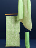Kota Doria Embroidery Work Suit Material Olivine Green Color -Indiehaat