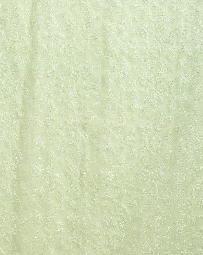 Embroidered Serene Kota Doria Suit Green (Top+Bottom+Dupatta)
