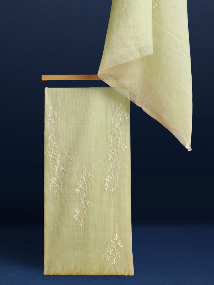 Embroidered Striking Kota Doria Green Suit (Top+Dupatta)