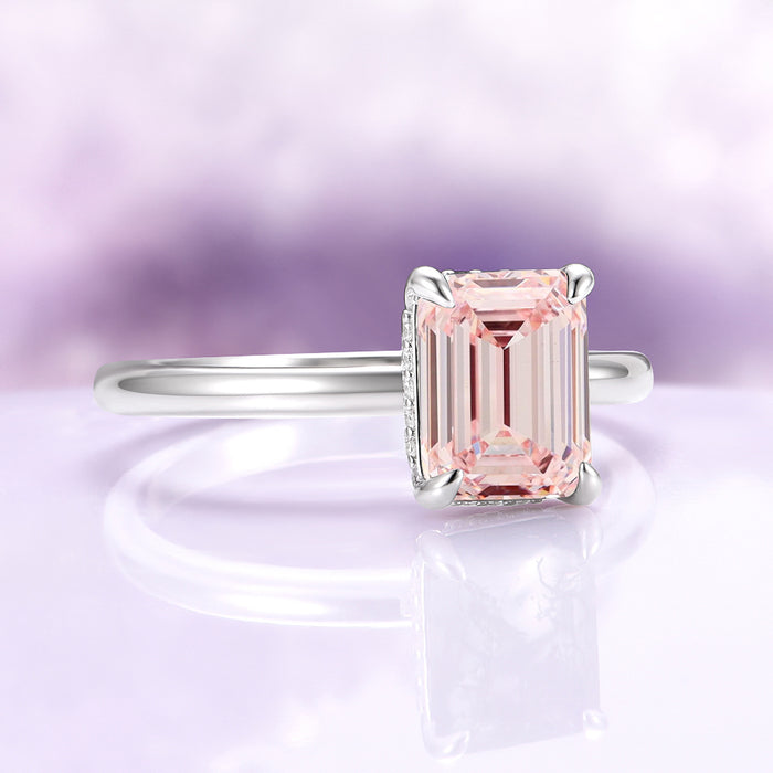 emerald cut morganite engagement ring side profile