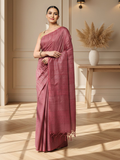 Enchanting Bansbara Tussar Silk Handloom Wine Saree