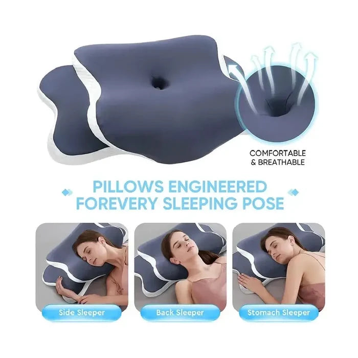 Cervical Memory Foam Pillow – Ergonomic Neck Support for Side, Back & Stomach Sleepers – Pillows & Cushions