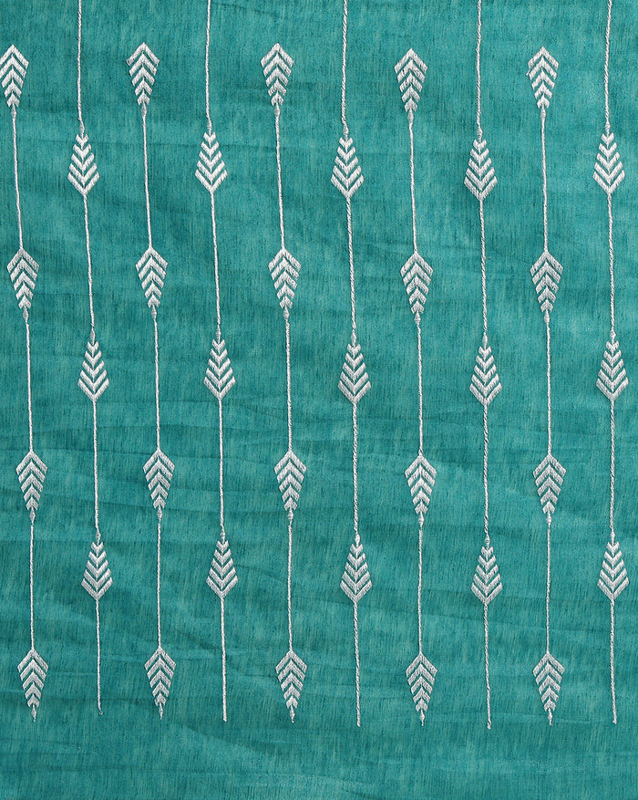 Eri Silk Rama Green Saree Handcrafted
