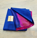 Eri Silk Tussar Striped Saree â€“ Blue & Pink â€“ Dual Tone â€“ Indiehaat