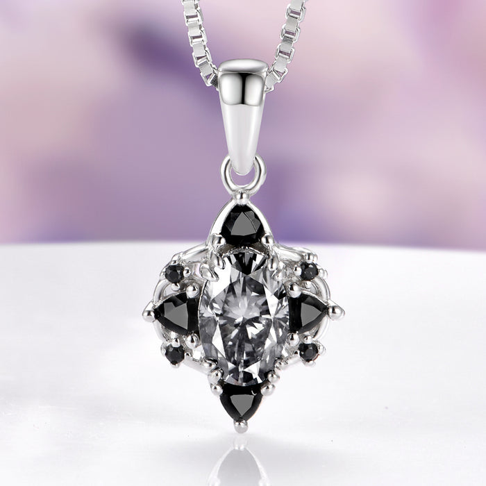 Esme Gray Moissanite & Black Onyx Necklace in Sterling Silver