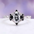 Esme Gray Moissanite & Black Onyx Ring in Sterling Silver by Aquamarise