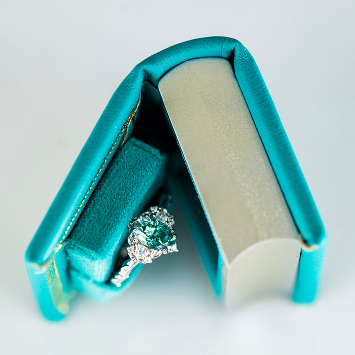 Summer Court Handmade Leather Book Ring Box- Ocean Tide Teal Edition (Small) by Aquamarise, a unique ring box from Ring Boxes & Keepsake Proposals and Summer Court Jewelry collections.