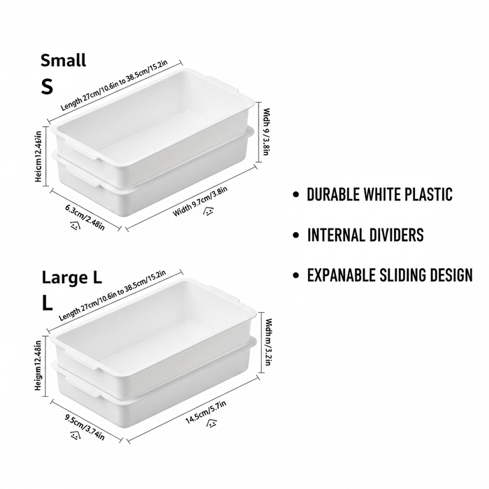 Expandable Drawer Organizer Storage Box | Foldable Divider for Kitchen, Bedroom & Snacks-2