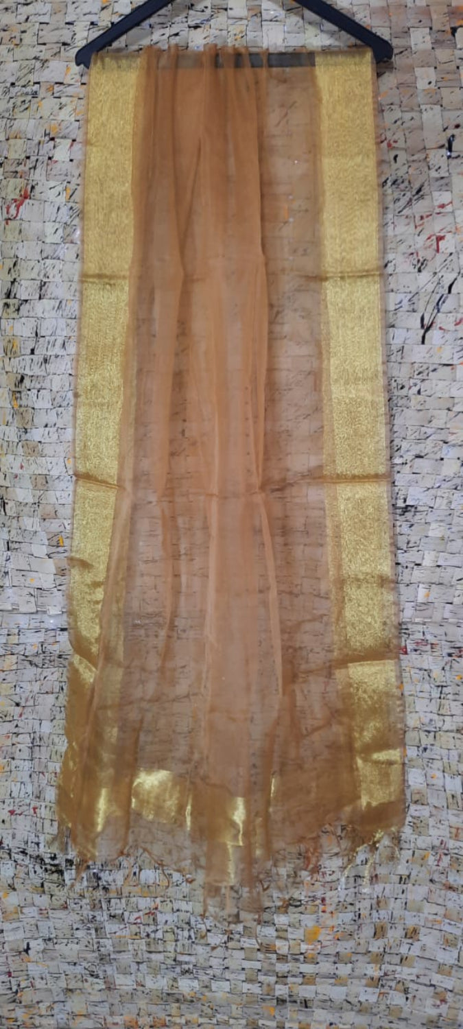 Organza Dupatta â€“ Beige â€“ Hand Dyed â€“ Indiehaat