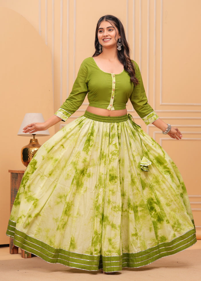 Indiehaat | Shibori Green Lehanga Choli Set