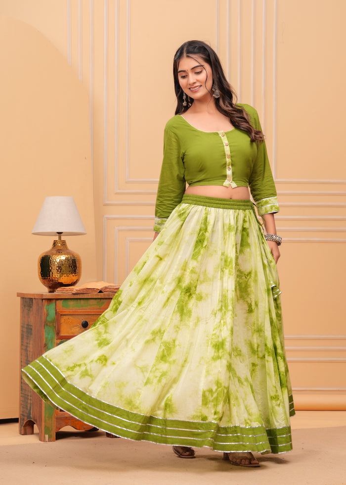 Indiehaat | Shibori Green Lehanga Choli Set