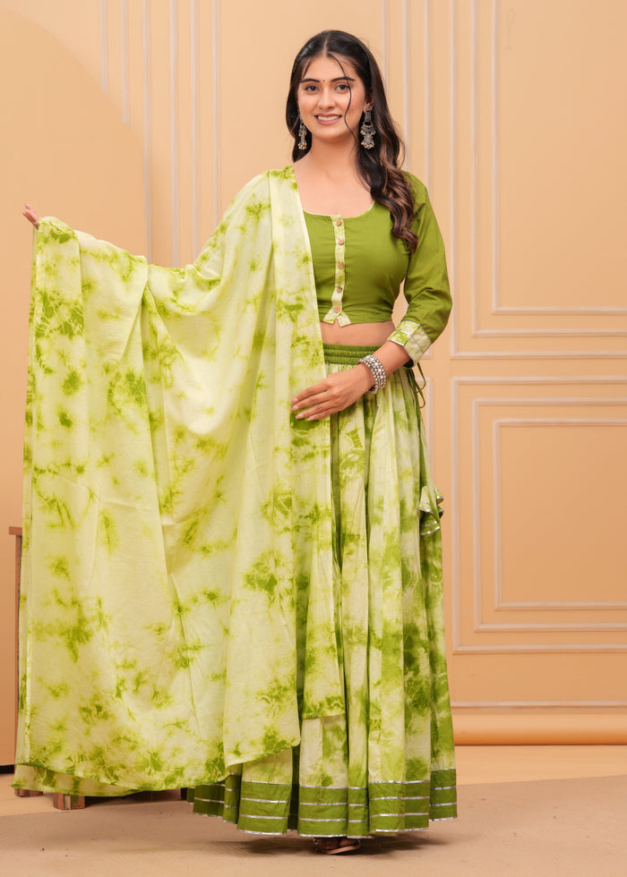 Indiehaat | Shibori Green Lehanga Choli Set