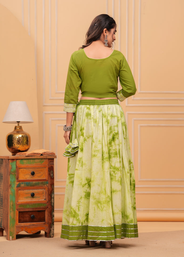 Indiehaat | Shibori Green Lehanga Choli Set