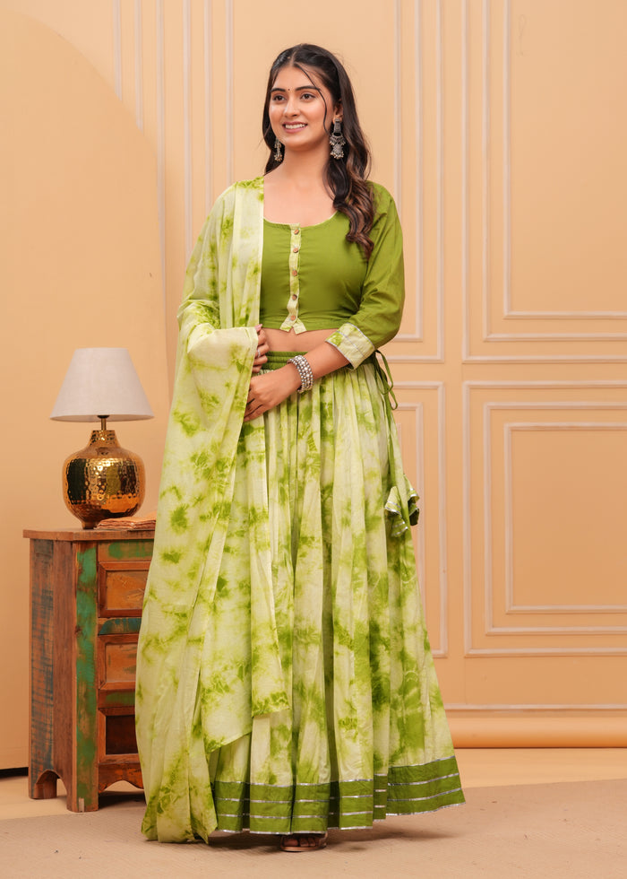 Indiehaat | Shibori Green Lehanga Choli Set